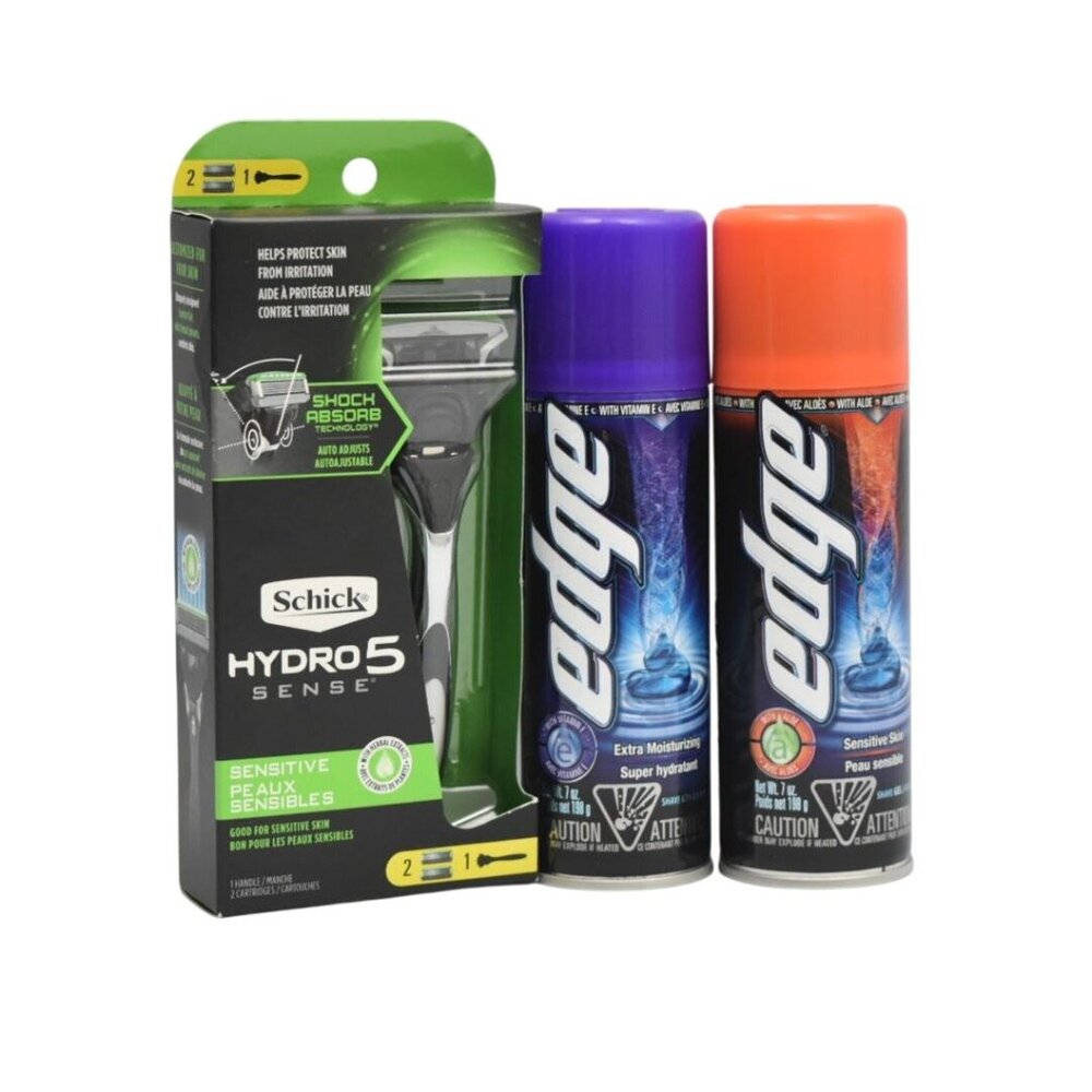 Schick Hydro 5 Sense Razor & Edge Shave Gel Bundle